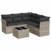 vidaXL 6-tlg. Garten-Sofagarnitur mit Kissen Hellgrau Poly Rattan
