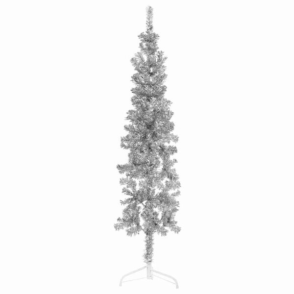 vidaXL Künstlicher Halb-Weihnachtsbaum Ständer Schlank Silbern 120 cm