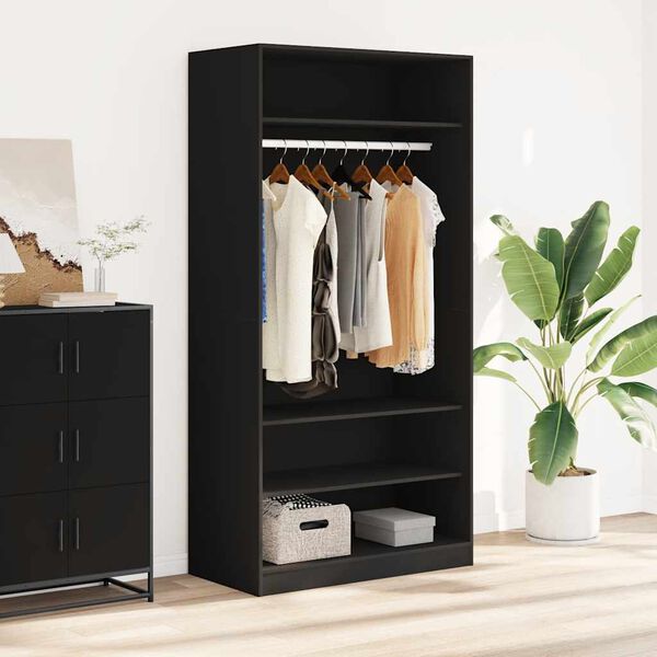 vidaXL Kleiderschrank Schwarz 100x50x200 cm Holzwerkstoff