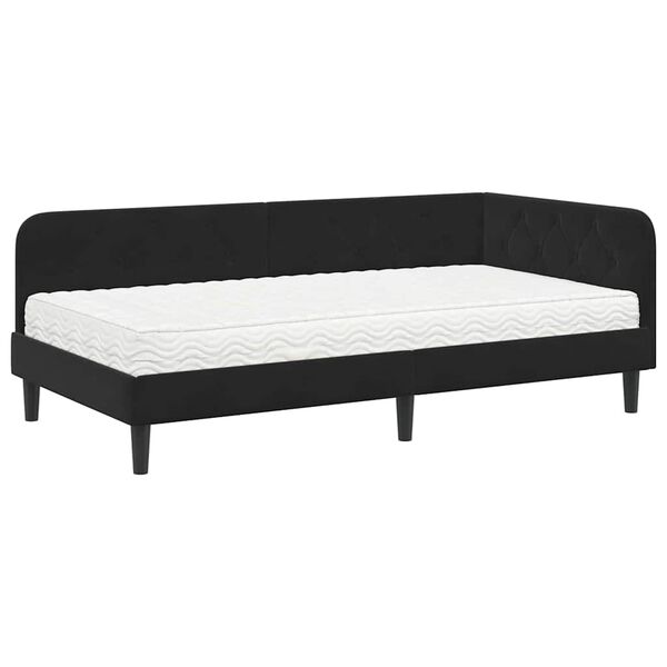 vidaXL Eckbettgestell mit Matratze Schwarz 90 x 200 cm Samt