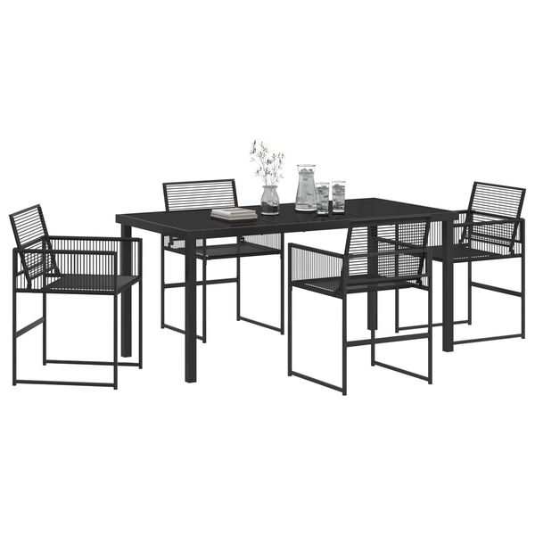 vidaXL Garten Essgruppe 5 pcs Schwarz Pulverbeschichteter Stahl