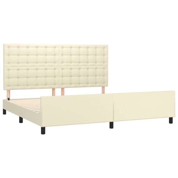 vidaXL Bettgestell mit Kopfteil Creme 200x200 cm Kunstleder