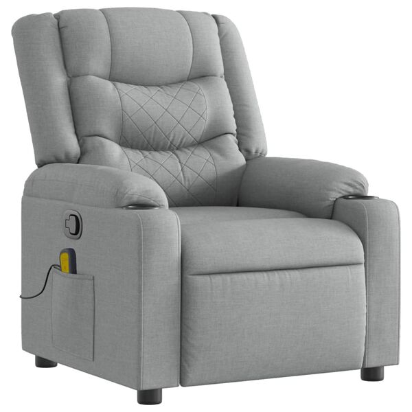 vidaXL Massage-Relaxsessel Hellgrau Stoff