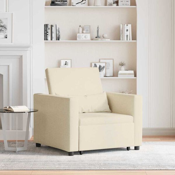 vidaXL Einzel-Schlafsofa mit Rädern Creme 90 x 165 x 87 cm Stoff
