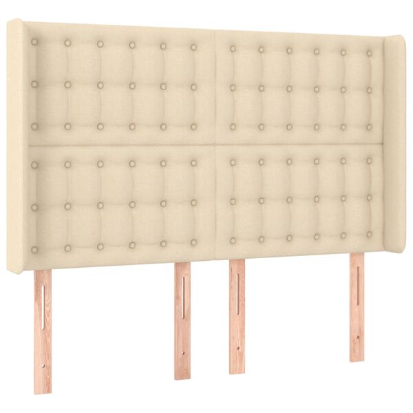 vidaXL LED Kopfteil Creme 147x16x118/128 cm Stoff