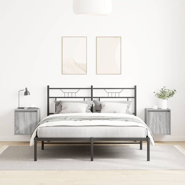 vidaXL Wand-Nachttische 2 Stk. Grau Sonoma 38x34x40 cm