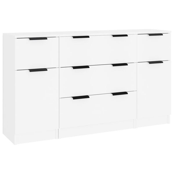 vidaXL 3-tlg. Sideboard-Set Wei&szlig; Holzwerkstoff