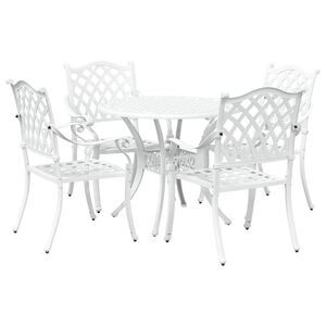 vidaXL Garten Essgruppe 5 pcs Wei&szlig; Aluminium