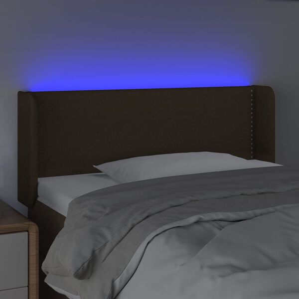 vidaXL LED Kopfteil Dunkelbraun 83x16x78/88 cm Stoff