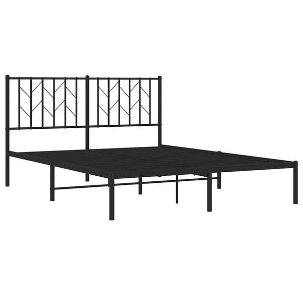 vidaXL Bettgestell mit Kopfteil Metall Schwarz 140x190 cm