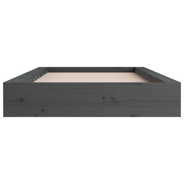 vidaXL Massivholzbett Grau 135x190 cm