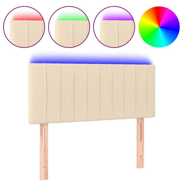 vidaXL LED Kopfteil Creme 100x5x78/88 cm Stoff