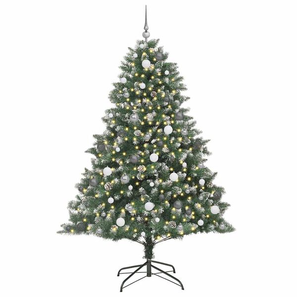 vidaXL K&uuml;nstlicher Weihnachtsbaum mit 300 LEDs mit St&auml;nder Gr&uuml;n 210 cm