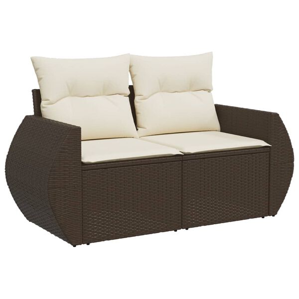 vidaXL 10-tlg. Garten-Sofagarnitur mit Kissen Braun Poly Rattan