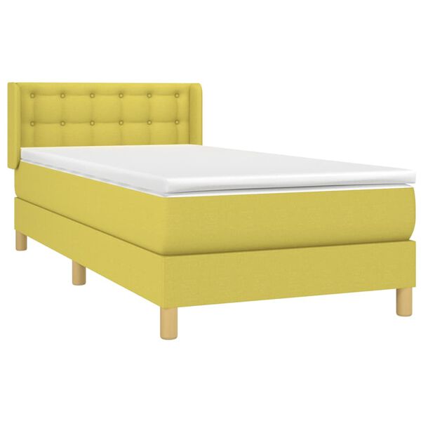 vidaXL Boxspringbett mit Matratze Gr&uuml;n 100x200 cm Stoff