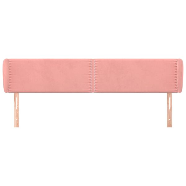vidaXL Kopfteil mit Ohren Rosa 203x23x78/88 cm Samt