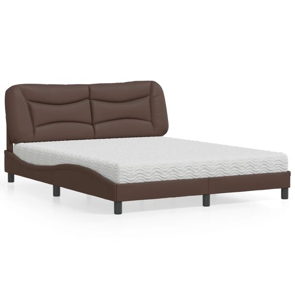 vidaXL Bett mit Matratze "Hvar" Braun 160x200 cm Kunstleder