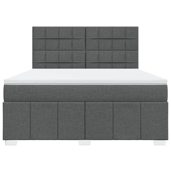 vidaXL Boxspringbett mit Matratze Dunkelgrau 180x200 cm Stoff
