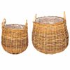 vidaXL Blumentopf K&ouml;rbchen GENDT 2 stk. Naturbraun Kubu Rattan