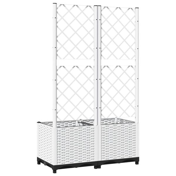 vidaXL Pflanzk&uuml;bel mit Rankgitter Wei&szlig; 80x40x136 cm PP