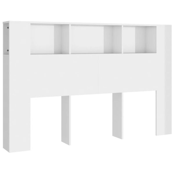 vidaXL Kopfteil mit Ablagen Hochglanz-Wei&szlig; 160x18,5x104,5 cm