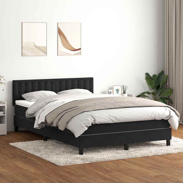 vidaXL Boxspringbett mit Matratze & LED Schwarz 160x210 cm Samt