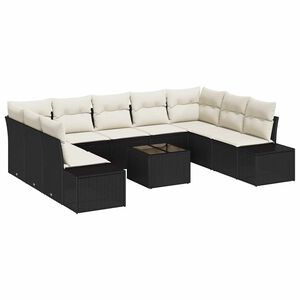 vidaXL Gartensofa-set 9 stk. 8-Sitzanzahl Schwarz und Creme Polyrattan
