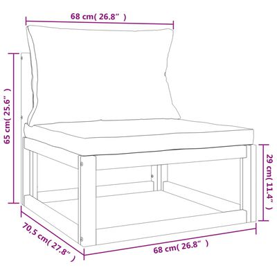 vidaXL 7-tlg. Garten-Lounge-Set mit Taupe Kissen Massivholz