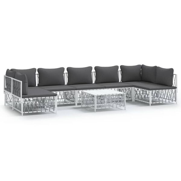 vidaXL 8-tlg. Garten-Lounge-Set mit Kissen Wei&szlig; Stahl