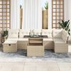 vidaXL Garten-Sofa-Set mit Kissen mit Speicher 8 pcs Beige Poly Rattan
