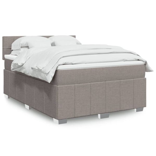 vidaXL Boxspringbett mit Matratze Taupe 140x190 cm Stoff