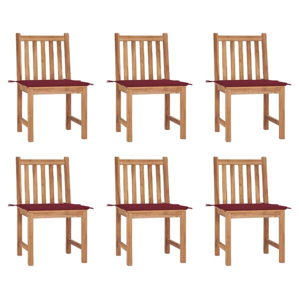 vidaXL Gartenst&uuml;hle 6 Stk. mit Kissen Massivholz Teak