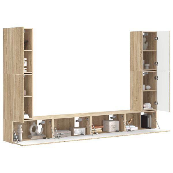 vidaXL TV-Schrankset 8 pcs Sonoma-Eiche Holzwerkstoff