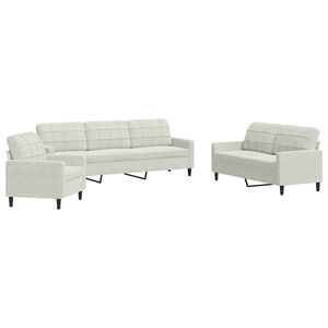 vidaXL 3-tlg. Sofagarnitur mit Kissen Creme Samt