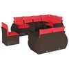 vidaXL 9-teiliges Gartensofa-Set mit Kissen, braun, Polyrattan