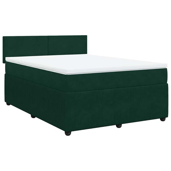 vidaXL Boxspringbett mit Matratze Dunkelgr&uuml;n 140x190 cm Samt
