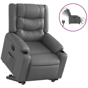 vidaXL Relaxsessel mit Aufstehhilfe Elektrisch Grau Kunstleder