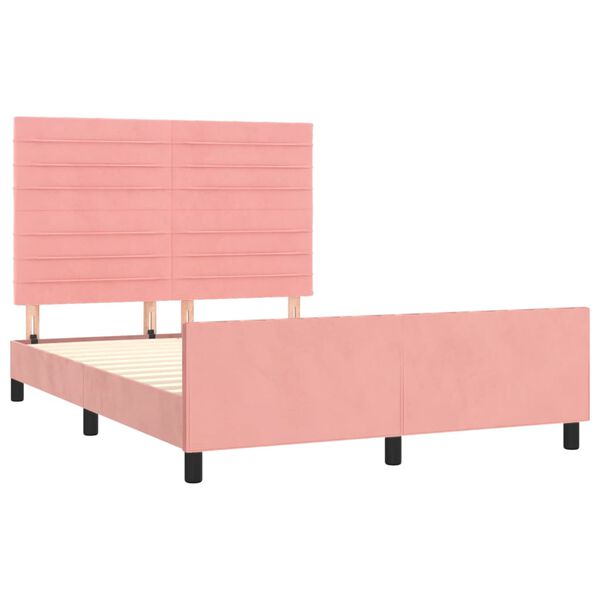 vidaXL Bettgestell mit Kopfteil Rosa 140x190 cm Samt