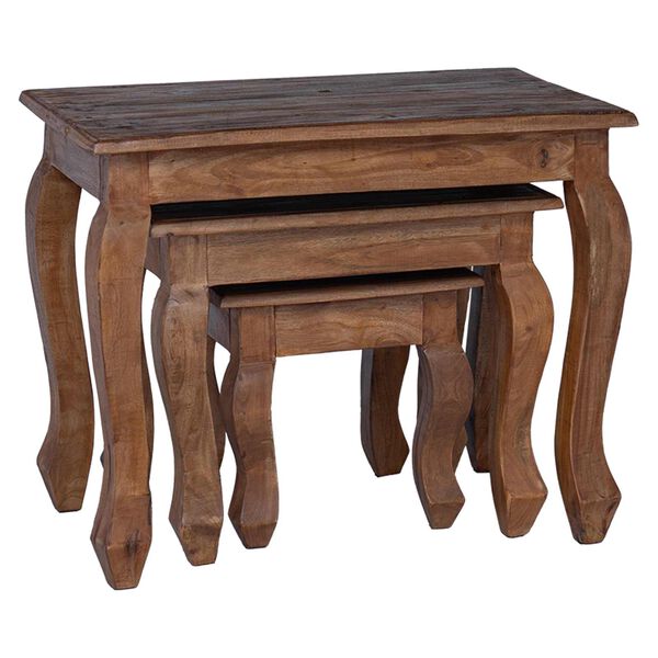 vidaXL Nestingtisch 3 pcs Braun Massivholz Mahagoni