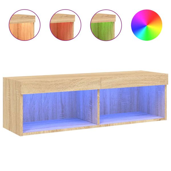 vidaXL TV-Schrank mit LED-Leuchten Sonoma-Eiche 100x30x30 cm