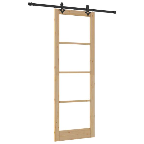 vidaXL Schiebet&uuml;r ORKDAL Nat&uuml;rlich und Schwarz 83 x 232 cm
