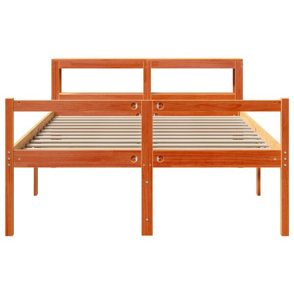 vidaXL Bettgestell mit Kopfteil ohne Matratze Wachsbraun 140x190 cm