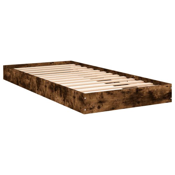 vidaXL Bettgestell ohne Matratze R&auml;uchereiche 75x190 cm Holzwerkstoff