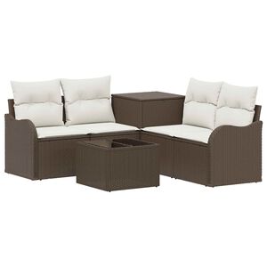 vidaXL Sofa Set 6 stk. Braun und Creme Wei&szlig; 55 x 55 x 37 cm