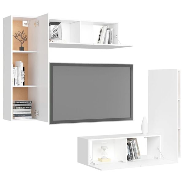 vidaXL 4-tlg. TV-Schrank-Set Wei&szlig; Holzwerkstoff
