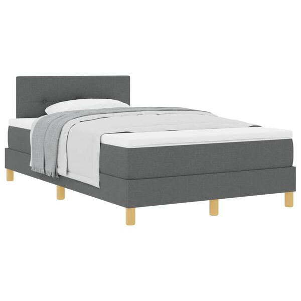 vidaXL Boxspringbett mit Matratze Dunkelgrau 120 x 200 cm Stoff