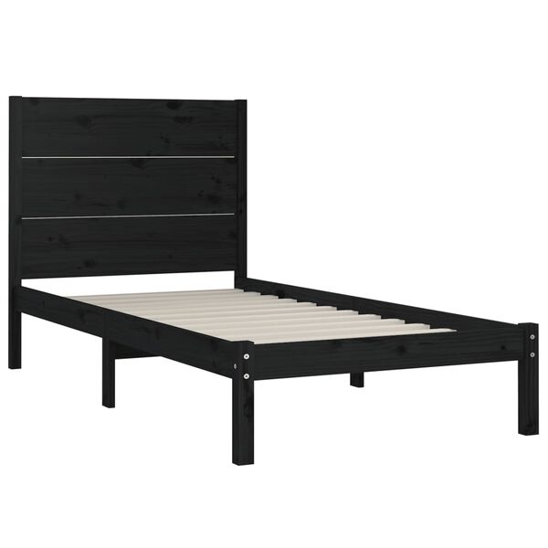 vidaXL Massivholzbett Schwarz Kiefer 100x200 cm