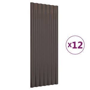 vidaXL Dachpaneele 12 Stk. Verzinkter Stahl Braun 100x36 cm