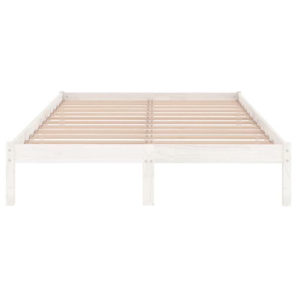 vidaXL Massivholzbett Wei&szlig; 135x190 cm