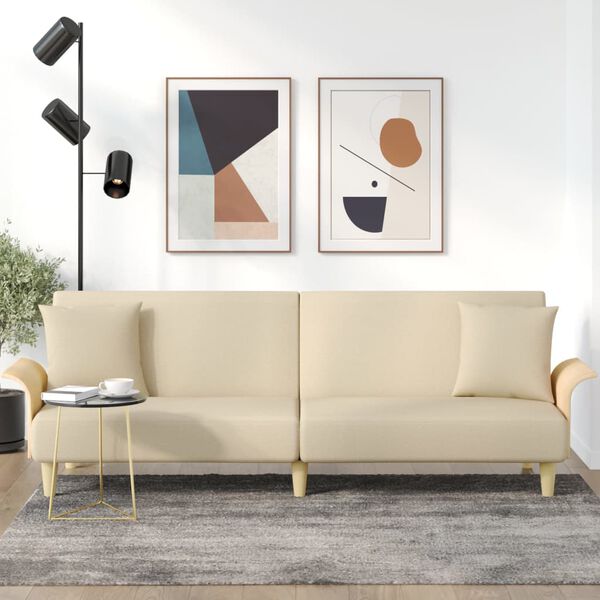 vidaXL Schlafsofa mit Armlehnen Creme Stoff